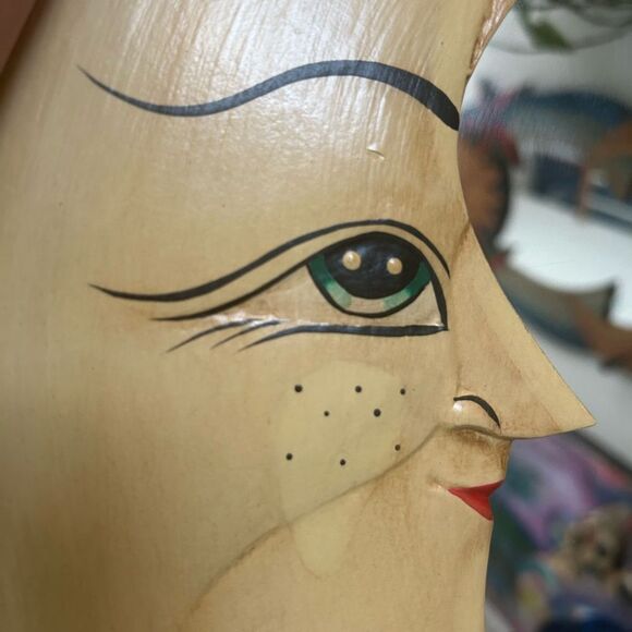 Vintage Whimsical Celestial Sun Moon Crescent Face Wall Mirror 15.5" - Picture 6 of 16